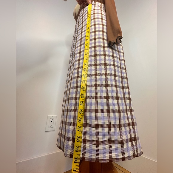 ZARA PLAID LILAC/ECRU/BROWN PENCIL SKIRT SIZE S - Picture 9 of 9